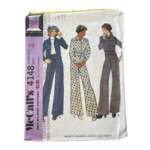 McCalls 4148 Sewing Pattern Size 8 Misses Unlined Jacket & Pants Bust 31.5" CUT